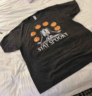 Stay Spooky Pumpkin Skeleton Tee