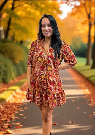 Georgette Paisley Babydoll Dress