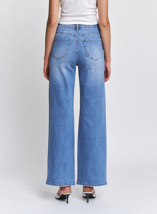 Mica High Rise Wide Leg Bow Embellish Jean