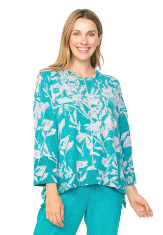 36469 Soft Fleece Floral Lake Boxy Top