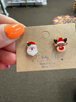 Rudolph & Santa Post Earrings