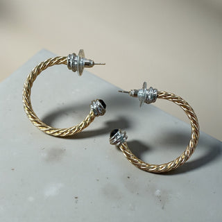 Gold Twist Hoop W/ Black