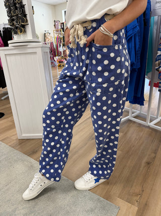 Royal White Polka Dot Jeans