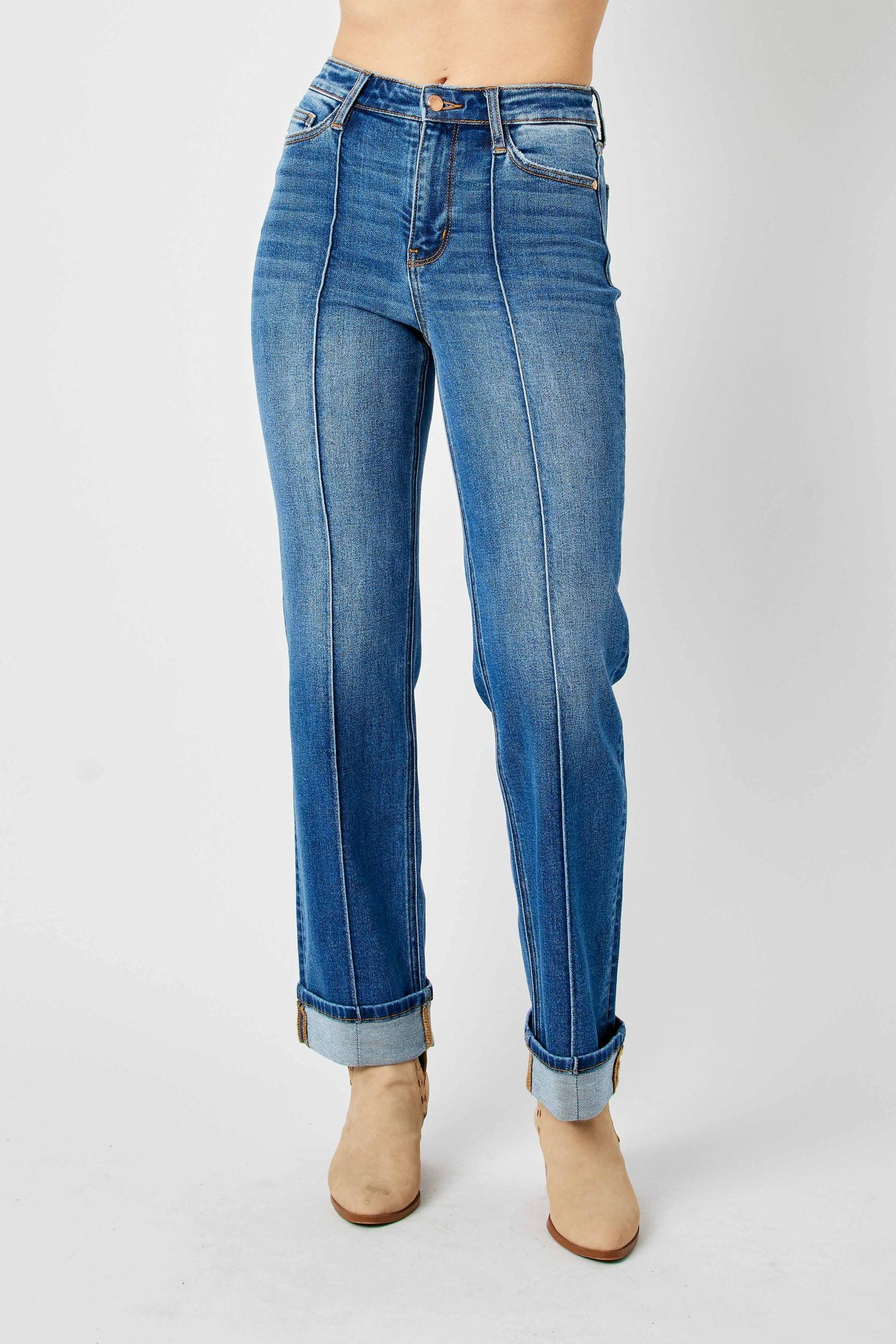 Judy Blue Jeans HW Seam & Cuffed Straight