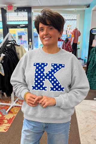 Blue White Dot K Sweatshirt