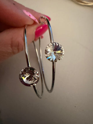 Crystal Orbit Hoop Silver