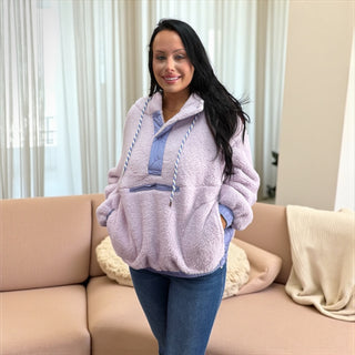 Purple Two Toned Sherpa Pullover
