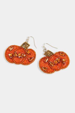 Beaded Jewel Pumpkin Earrings Orange