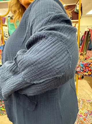 Navy Gauze Blazer