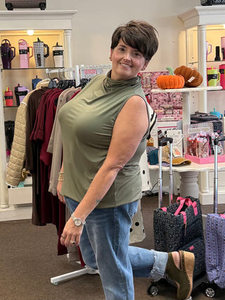 Olive Soft Landing Sleeveless Turtleneck