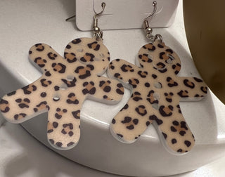 Acrylic Leopard Gingerbread Earrings