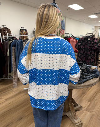 Spot On Colorblock Dot Pullover-blue