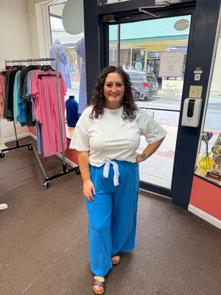 Carefree Wide Leg Blue Pant