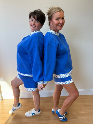 Royal Blue Polka Dot Short Set