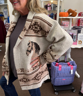 Horse Oatmeal Cardigan