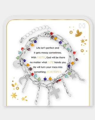 Messy Life Link Charm Bracelet Silver