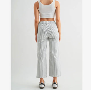 Mica High-Rise Cropped Grey Stripe Pant