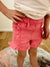 Girls Pink Denim Ruffled Shorts