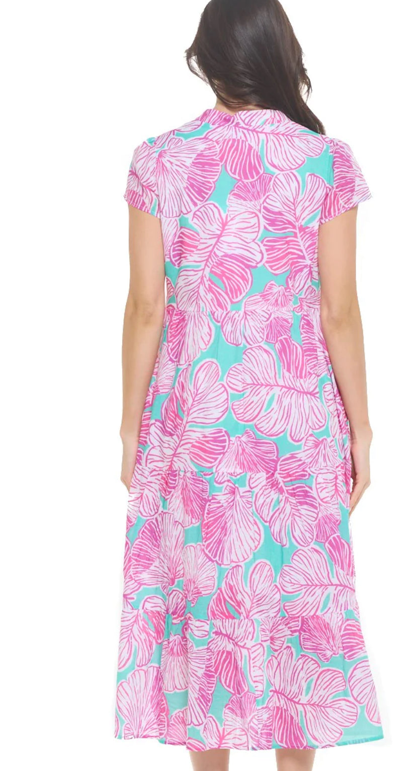 Lucille Pink Sky Maxi Tiered Dress