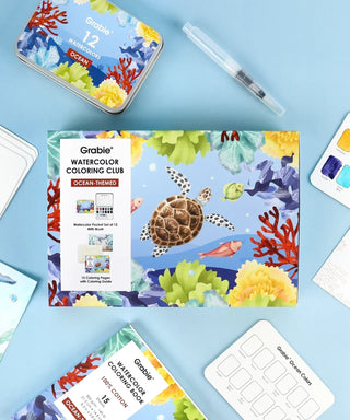 Watercolor Coloring Club Box - Ocean