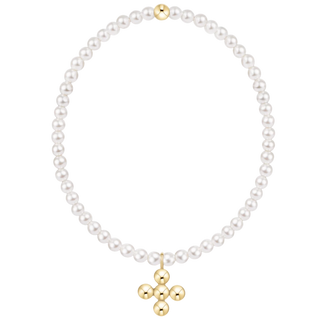Enewton Classic Pearl 3MM Signature Cross 4MM Beaded Gold Charm