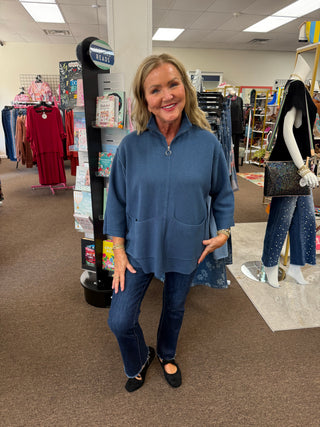 Steller Blue Heavenly-luxe Zip Cardigan With Pockets