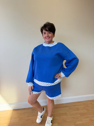 Royal Blue Polka Dot Short Set