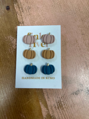 Triple Pumpkin Post Earrings