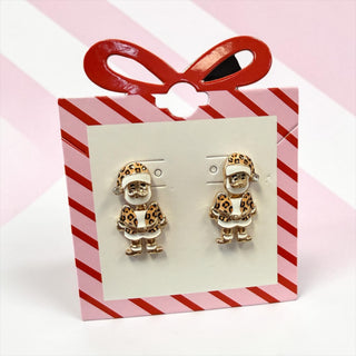 Leopard Santa Earrings