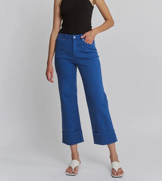 Mica High Rise Wide Crop Cuffed Bright Blue