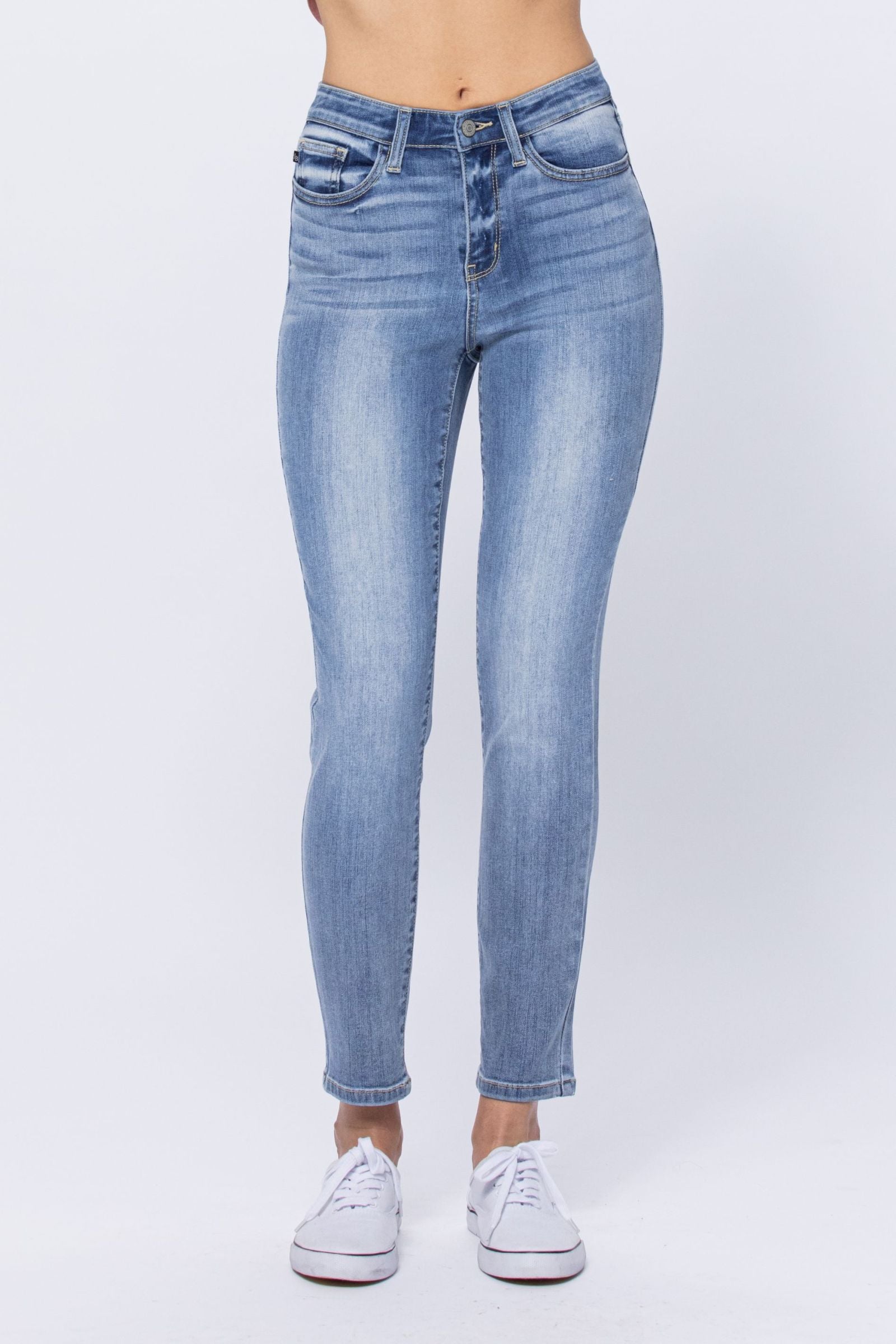 Judy Blue Judy Blue Mid Rise Contrast Patch Skinny Capri Jeans – Lavender  Latte Boutique