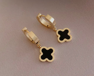 18K Stainless Steel Clover Huggies Hoop Earrings