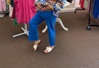 Fringe Hem Crop Pant Electric Blue