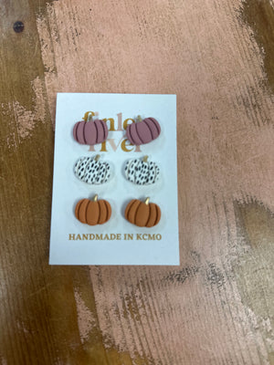 Triple Pumpkin Post Earrings