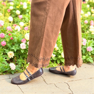 Brown Eyelet Jeans