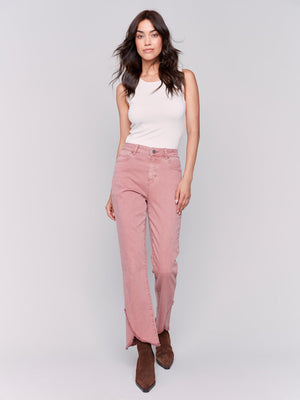 Charlie B Front Tulip Hem Pant Woodrose