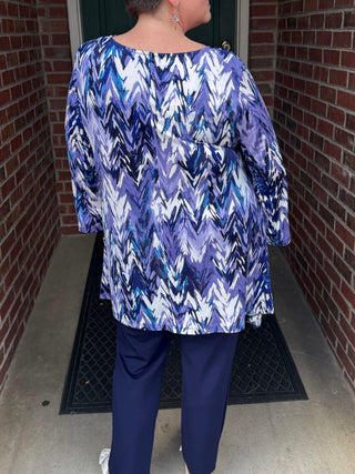 Purple Chevron 3/4 Sleeve Tunic