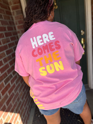 Sunshine Front-Back Print Top Pink