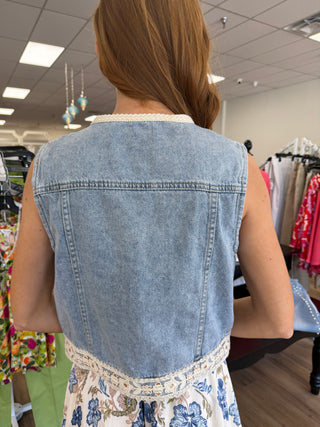 Lace + Light Denim Vest
