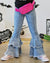 Girls Frayed Double Bell Bottom Jeans