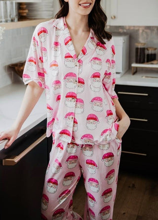 Pink Face Santa Pajama Pant Set