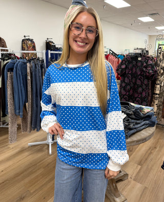 Spot On Colorblock Dot Pullover-blue