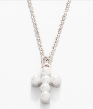 Spartina Necklace 18" Faith/Pearl Cross Silver