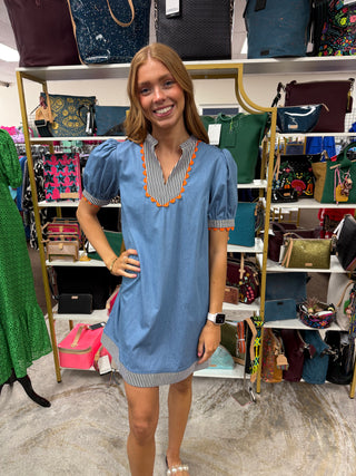 Say More Stripe Chambray Dress