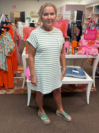 Olive Stripe Shirt Dress