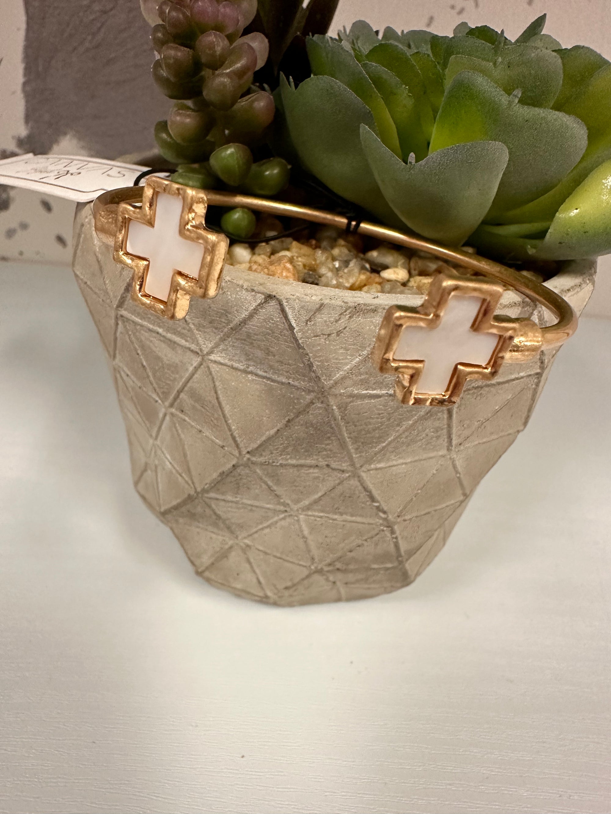 Bethany Cross Mother of Pearl Cuff Bracelet