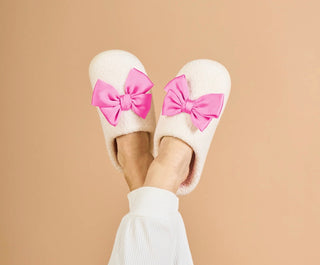 Betty Bow Hot Pink Bow Slippers