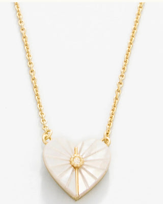 Spartina Necklace 18" Radiant/Mother of Pearl Heart Gold