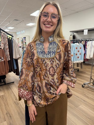 Boho Paisley Floral Print Top