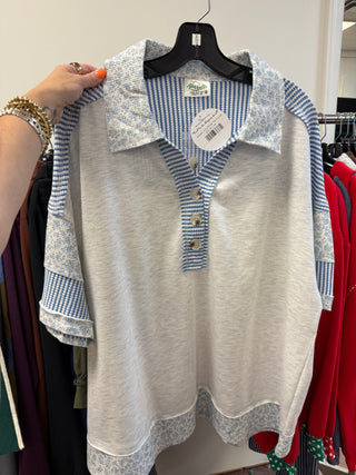 Heather Grey Floral Top (curvy)